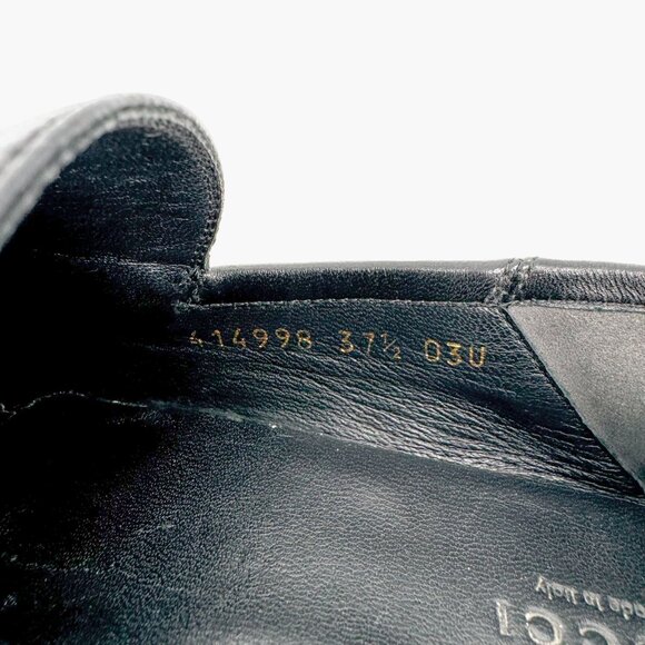 Gucci Brixton Horsebit Loafer EU 37.5 US 7.5 Black Leather Collapsible Heel Shoe - Picture 10 of 11